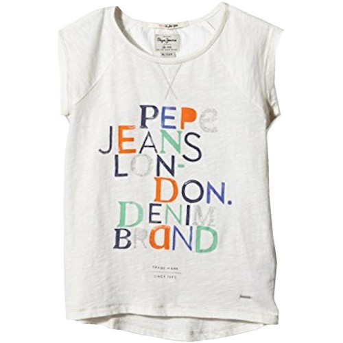 tekstylia Dziewczynka T-shirty z krótkim rękawem Pepe jeans  Biały