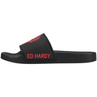 Buty Męskie klapki Ed Hardy - Sexy beast sliders black-red Czerwony