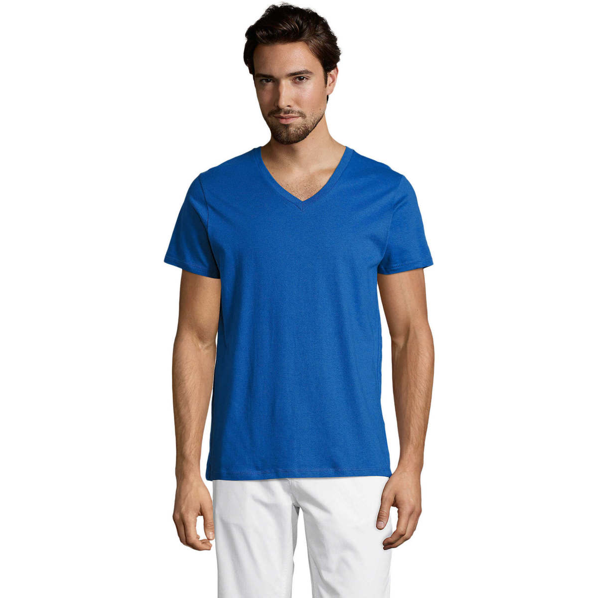 tekstylia Męskie T-shirty z krótkim rękawem Sols Master camiseta hombre cuello pico Niebieski
