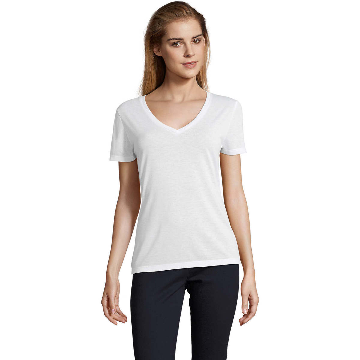tekstylia Damskie T-shirty z krótkim rękawem Sols MOTION camiseta de pico mujer Biały