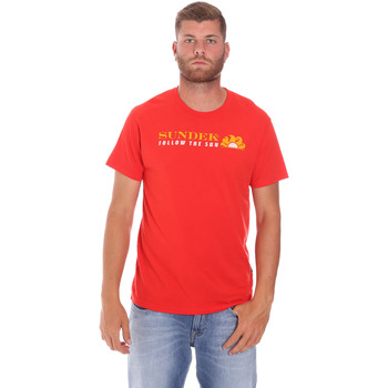 tekstylia Męskie T-shirty z krótkim rękawem Sundek M049TEJ7800 Czerwony