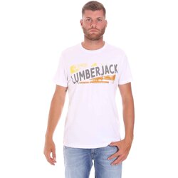tekstylia Męskie T-shirty z krótkim rękawem Lumberjack CM60343 026EU Biały