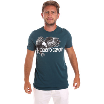 tekstylia Męskie T-shirty z krótkim rękawem Roberto Cavalli HST68B Zielony