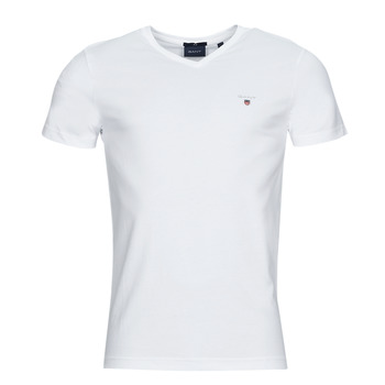 tekstylia Męskie T-shirty z krótkim rękawem Gant ORIGINAL SLIM V-NECK T-SHIRT Biały