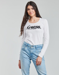 tekstylia Damskie T-shirty z długim rękawem Guess LS CN ASTRELLE TEE Biały