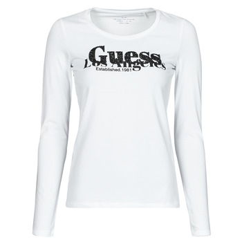 tekstylia Damskie T-shirty z długim rękawem Guess LS CN ASTRELLE TEE Biały