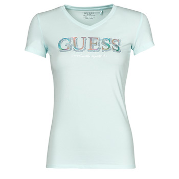 tekstylia Damskie T-shirty z krótkim rękawem Guess SS VN TRINE TEE Niebieski