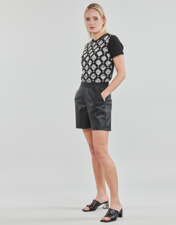 Karl Lagerfeld PERFORATED FAUX LEATHER SHORTS Czarny