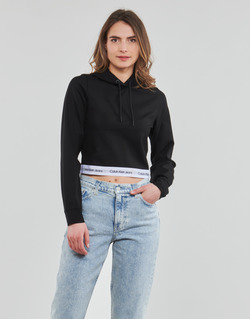 tekstylia Damskie Bluzy Calvin Klein Jeans CONTRAST TAPE MILANO HOODIE Czarny