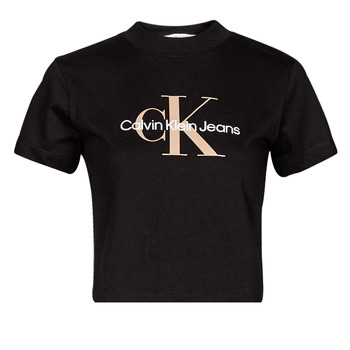 tekstylia Damskie T-shirty z krótkim rękawem Calvin Klein Jeans SEASONAL MONOGRAM BABY TEE Czarny