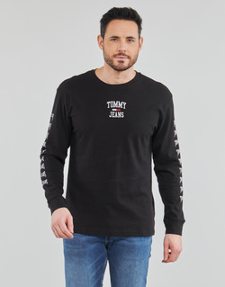 tekstylia Męskie T-shirty z długim rękawem Tommy Jeans TJM HOMESPUN GRAPHIC LS TEE Czarny