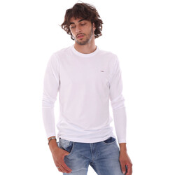 tekstylia Męskie T-shirty z długim rękawem Key Up 2E96B 0001 Biały