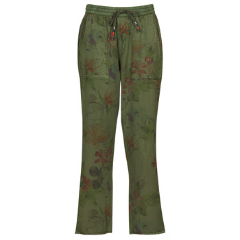 tekstylia Damskie Spodnie z pięcioma kieszeniami Desigual PANT_MICKEY CAMO FLOWERS Kaki / Wielokolorowy
