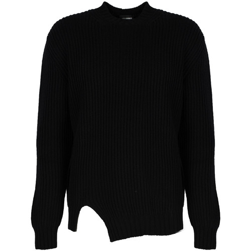 tekstylia Męskie Swetry Les Hommes LHK108 647U | Round Neck Asymetric Sweater Czarny