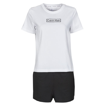 tekstylia Damskie Piżama / koszula nocna Calvin Klein Jeans PYJAMA SET SHORT Czarny / Biały