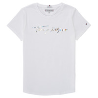 tekstylia Dziewczynka T-shirty z krótkim rękawem Tommy Hilfiger DAJONET Biały