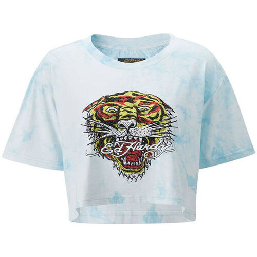 tekstylia Damskie T-shirty i Koszulki polo Ed Hardy Los tigre grop top turquesa Niebieski