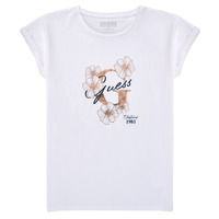tekstylia Dziewczynka T-shirty z krótkim rękawem Guess TEURO Biały