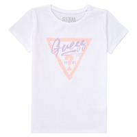 tekstylia Dziewczynka T-shirty z krótkim rękawem Guess TREAS Biały