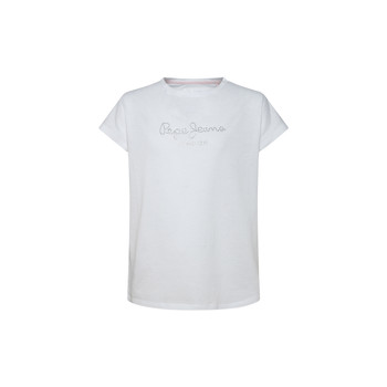 tekstylia Dziewczynka T-shirty z krótkim rękawem Pepe jeans NURIA Biały