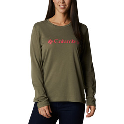 tekstylia Damskie T-shirty z długim rękawem Columbia Lodge Relaxed Ls Zielony