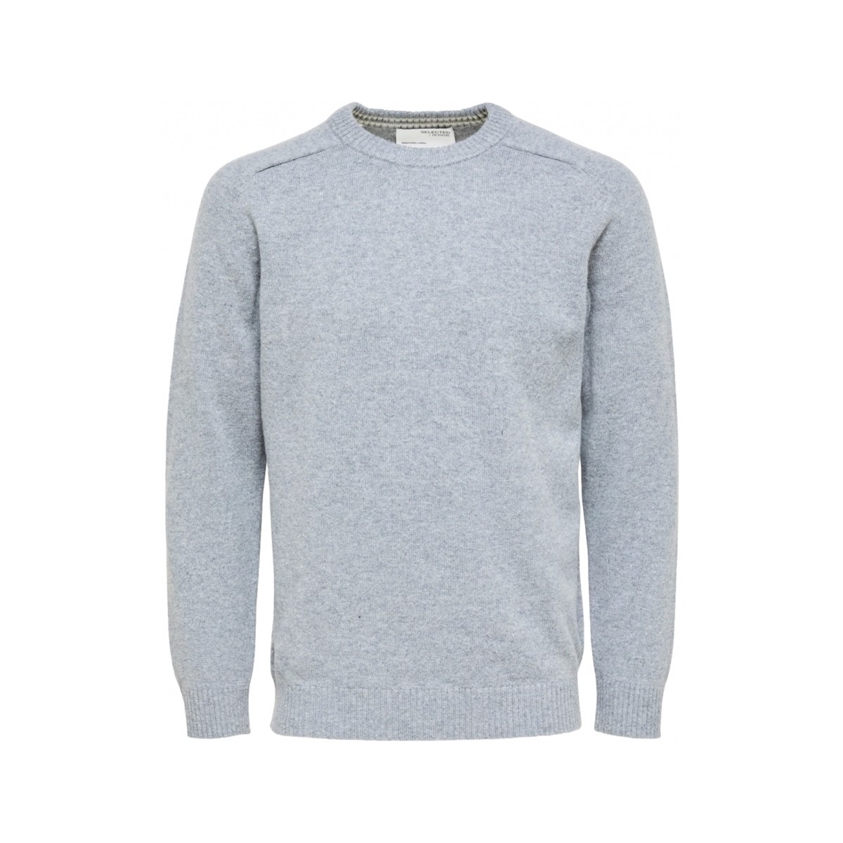 tekstylia Męskie Swetry Selected Wool Jumper New Coban - Medium Grey Melange Szary