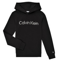 tekstylia Dziewczynka Bluzy Calvin Klein Jeans INSTITUTIONAL SILVER LOGO HOODIE Czarny