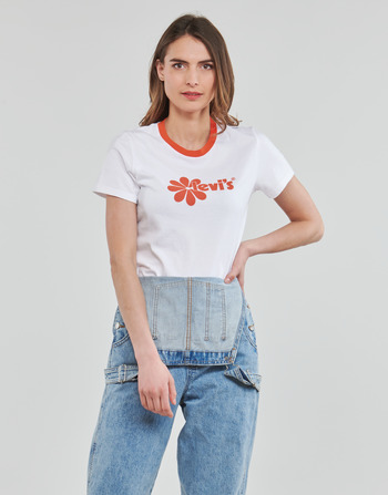 tekstylia Damskie T-shirty z krótkim rękawem Levi's GRAPHIC JORDIE TEE Poster / Logo / Hit / Biały / Pomarańczowy