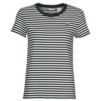 tekstylia Damskie T-shirty z krótkim rękawem Levi's PERFECT TEE Stripe / Caviar