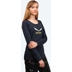 tekstylia Damskie T-shirty z długim rękawem Salewa Koszulka  Solidlogo CO W L/S Tee 25280-3991 Niebieski