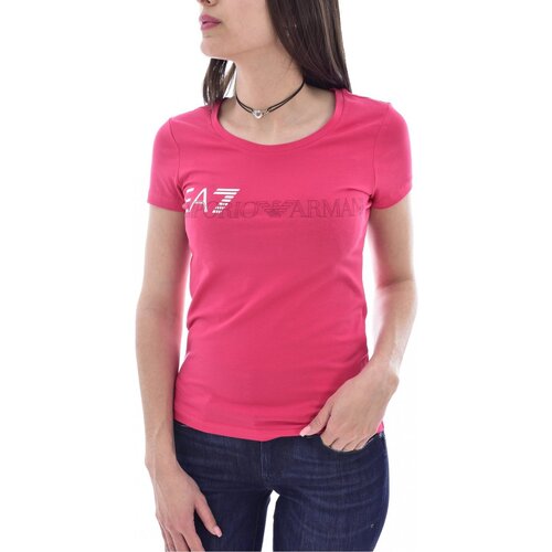 tekstylia Damskie T-shirty i Koszulki polo Emporio Armani EA7 6KTT58 TJ2HZ Różowy