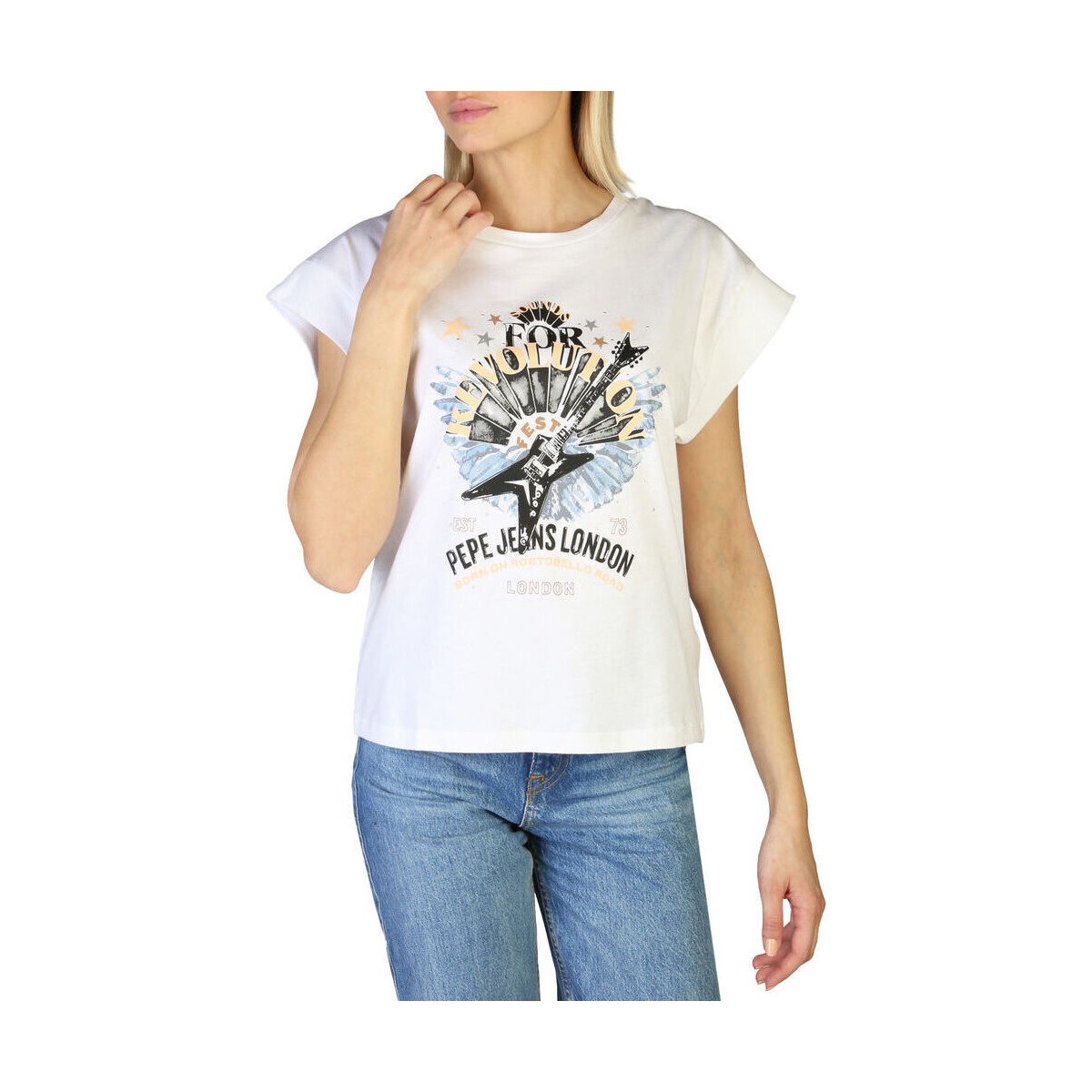 tekstylia Damskie T-shirty z krótkim rękawem Pepe jeans - caroline_pl505158 Biały