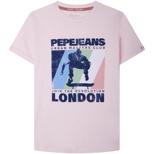tekstylia Chłopiec T-shirty z krótkim rękawem Pepe jeans  Różowy