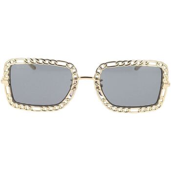 Zegarki & Biżuteria  Damskie okulary przeciwsłoneczne Gucci Occhiali da Sole  con Catena GG1112S 001 Złoty