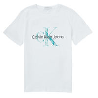 tekstylia Dziecko T-shirty z krótkim rękawem Calvin Klein Jeans MONOGRAM LOGO T-SHIRT Biały