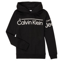 tekstylia Chłopiec Bluzy Calvin Klein Jeans INSTITUTIONAL LINED LOGO HOODIE Czarny
