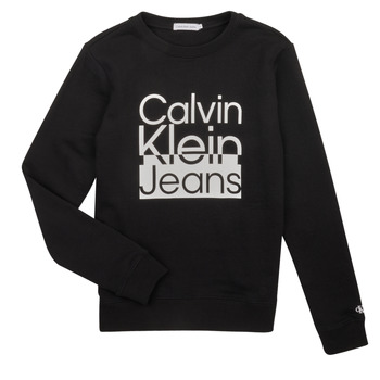 tekstylia Chłopiec Bluzy Calvin Klein Jeans BOX LOGO SWEATSHIRT Czarny