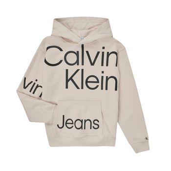tekstylia Chłopiec Bluzy Calvin Klein Jeans BOLD INSTITUTIONAL LOGO HOODIE Biały