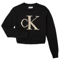tekstylia Dziewczynka Bluzy Calvin Klein Jeans MONOGRAM SWEATER Czarny