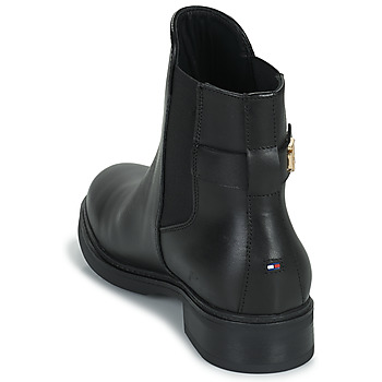 Tommy Hilfiger Coin Leather Flat Boot Czarny