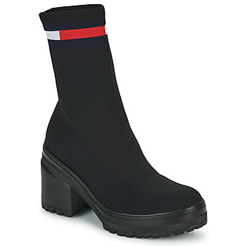 Buty Damskie Botki Tommy Jeans Water Resistent Knitted Boot Czarny