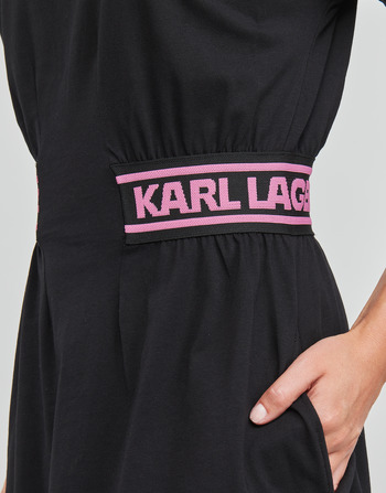 Karl Lagerfeld JERSEY DRESS W/LOGO WAIST Czarny