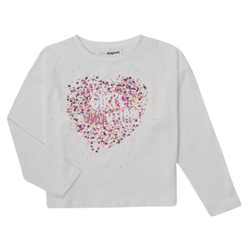 tekstylia Dziewczynka T-shirty z długim rękawem Desigual ALBA Biały / Różowy
