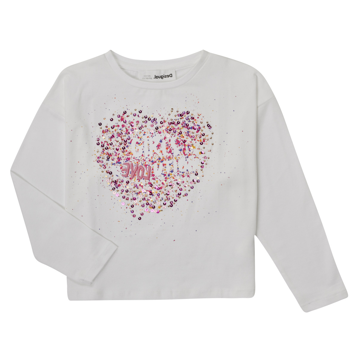 tekstylia Dziewczynka T-shirty z długim rękawem Desigual ALBA Biały / Różowy