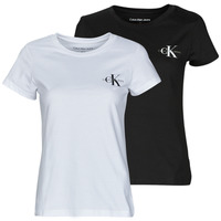 tekstylia Damskie T-shirty z krótkim rękawem Calvin Klein Jeans 2-PACK MONOLOGO SLIM TEE Czarny / Biały