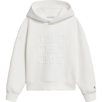 tekstylia Dziewczynka Bluzy Calvin Klein Jeans IG0IG01275 DEBOSSEF LOGO-YAF BRIGHT WHITE Biały