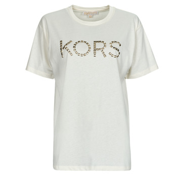 tekstylia Damskie T-shirty z krótkim rękawem MICHAEL Michael Kors STUDDED KORS BF TEE Biały / Cassé