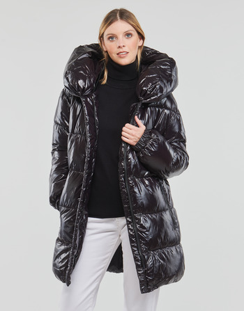 MICHAEL Michael Kors HORIZONTAL QUILTED DOWN COAT WITH  ATTACHED HOOD Czarny