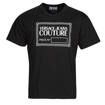 tekstylia Męskie T-shirty z krótkim rękawem Versace Jeans Couture 73GAHT11-899 Czarny / Biały