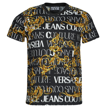 tekstylia Męskie T-shirty z krótkim rękawem Versace Jeans Couture 73GAH6S0-G89 Czarny / Biały / Żółty